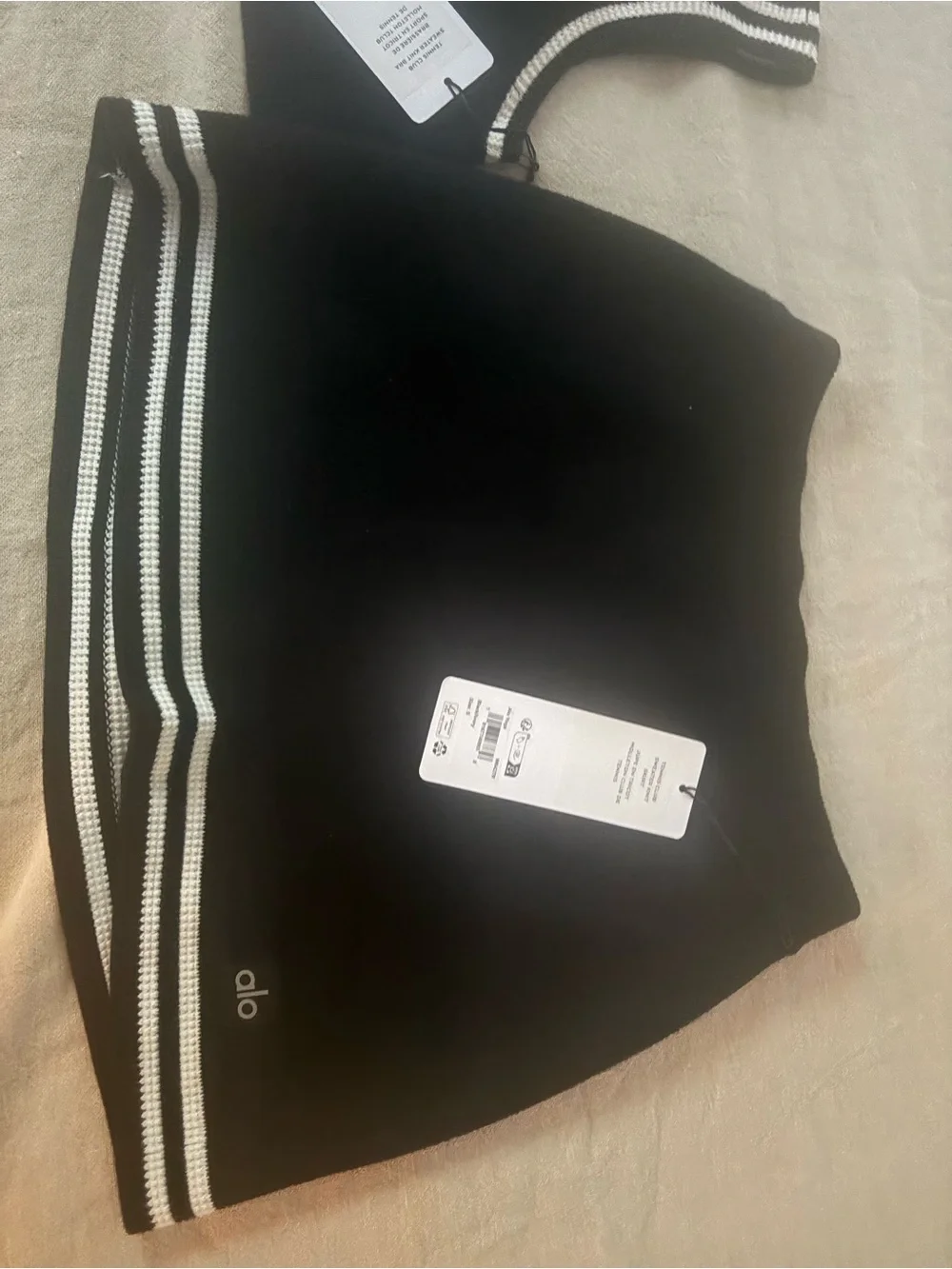 ALO Yoga NWT tennis club knit black ivory set bra and skirt